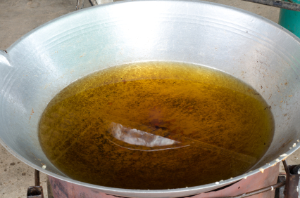 Old oil in the pan.